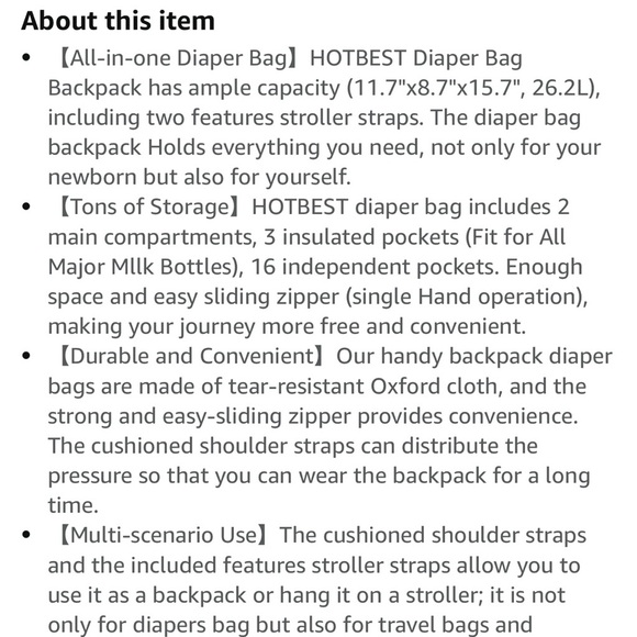 Hotbest diaper bag - Picture 4 of 4